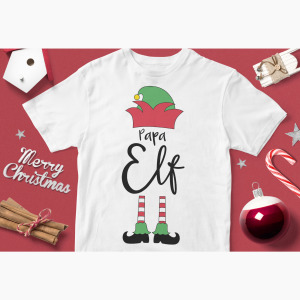 Tricouri Personalizate Crăciun Familie-Mama Elf-Papa Elf-Little Elf - Bărbați-Alb