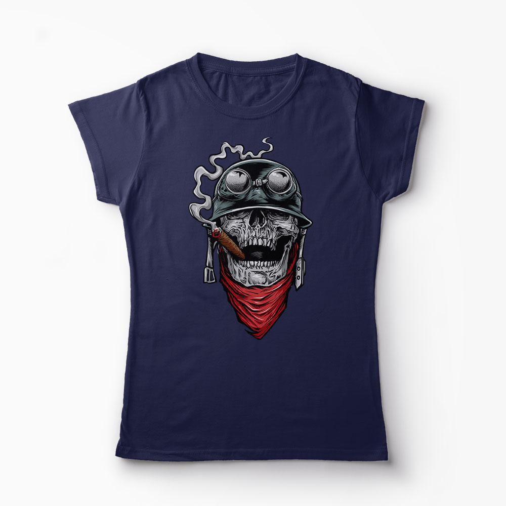 Tricou Army Skull Smoking - Femei-Bleumarin