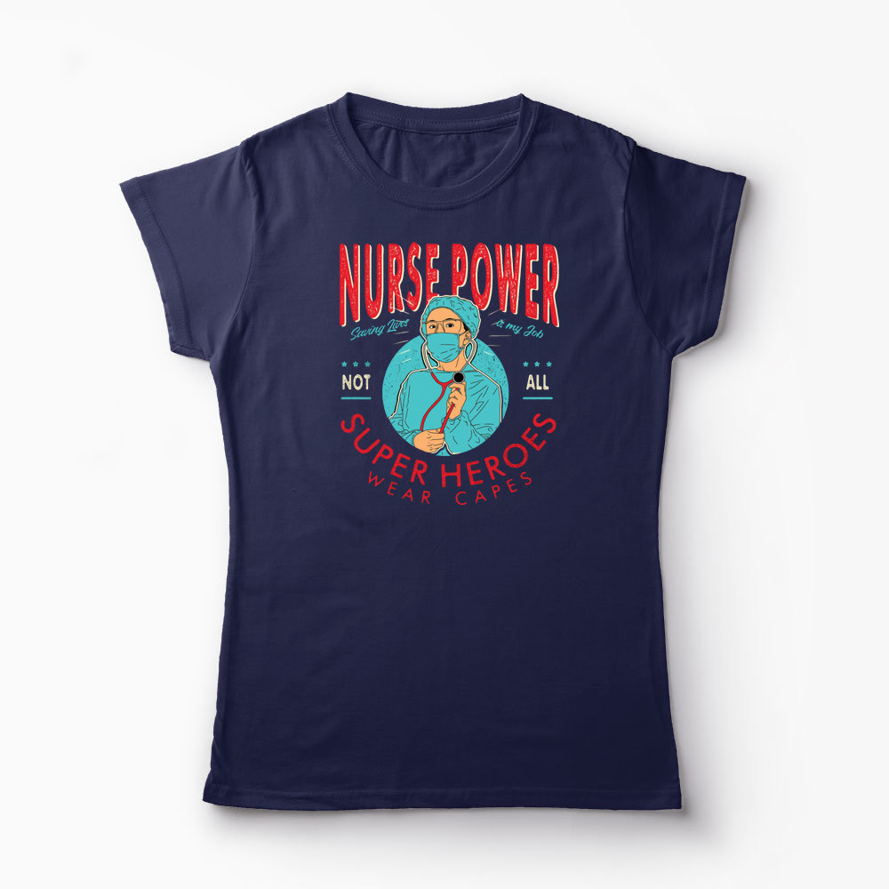 Tricou Asistente Medicale Supereroi - Femei-Bleumarin