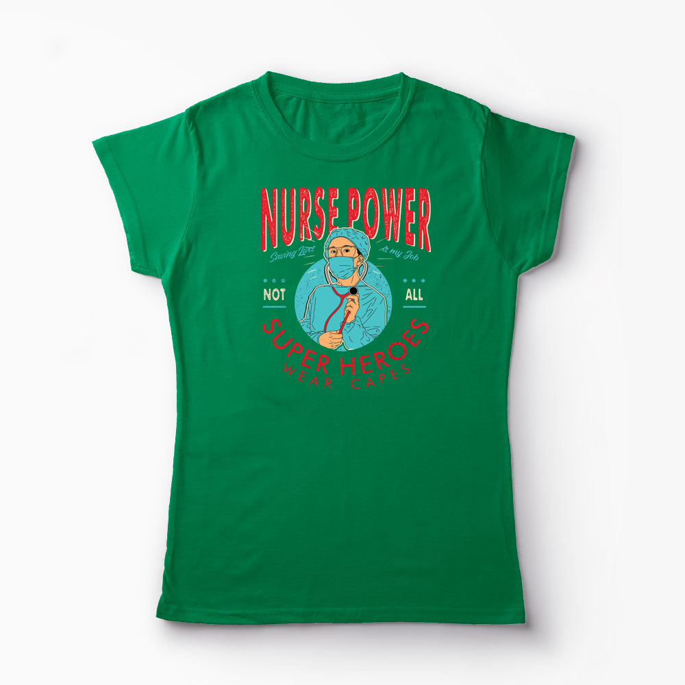 Tricou Asistente Medicale Supereroi - Femei-Verde