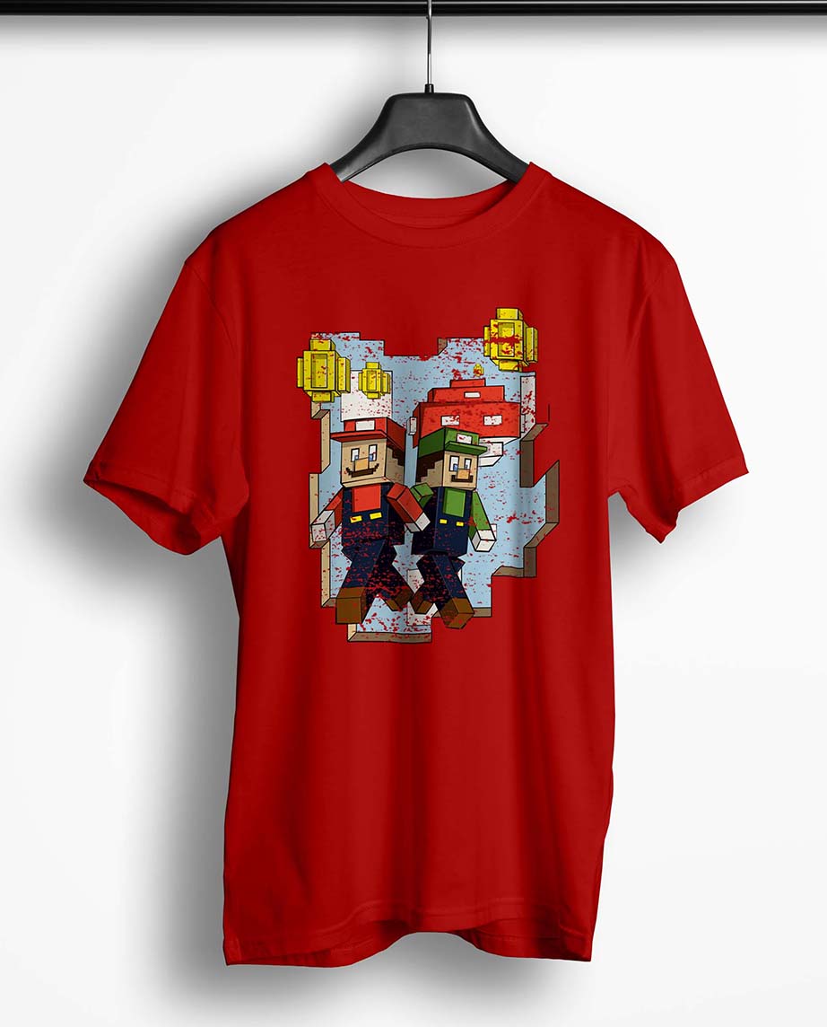 Tricou Personalizat Minecraft Super Mario - Bărbați-Roșu