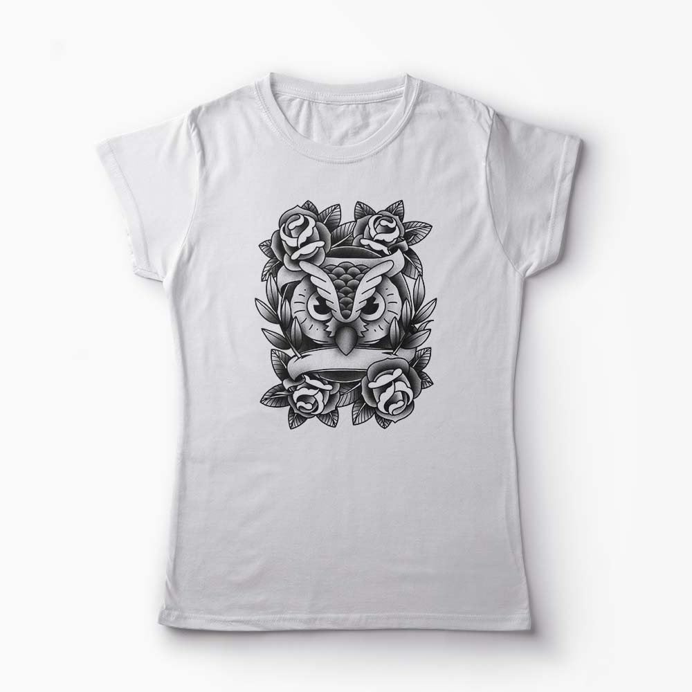 Tricou Bufnita Tattoo Style - Femei-Alb