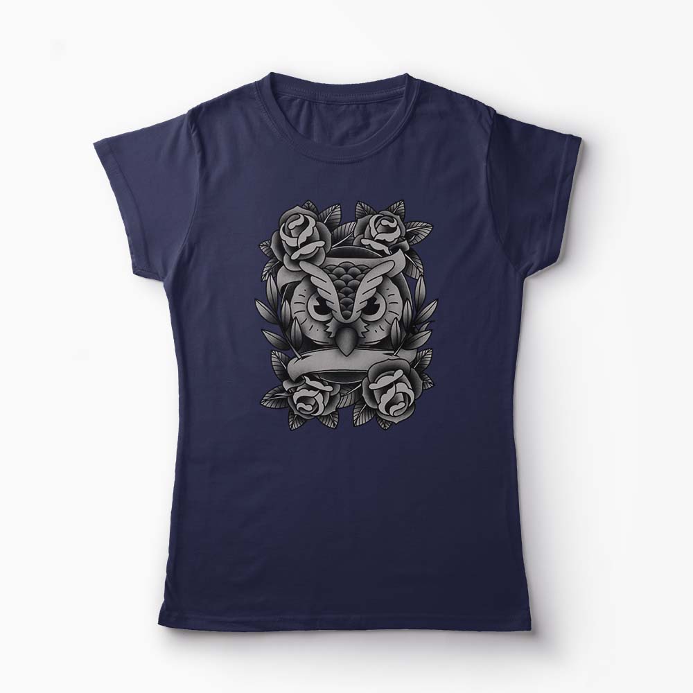 Tricou Bufnita Tattoo Style - Femei-Bleumarin