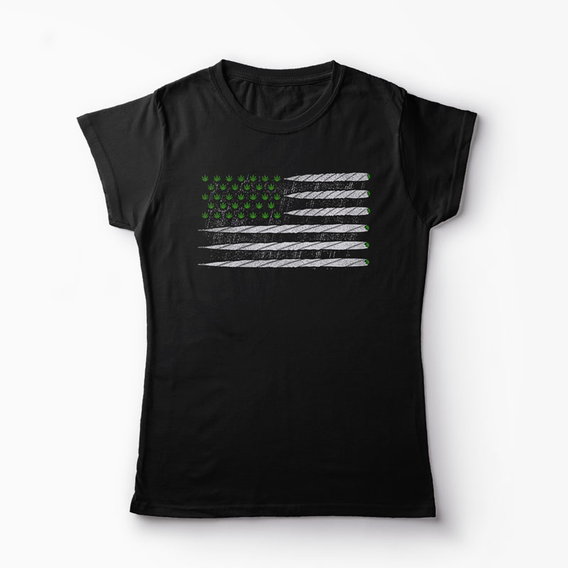 Tricou Cannabis Flag - Femei-Negru