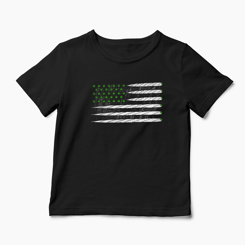 Tricou Cannabis Flag - Copii-Negru