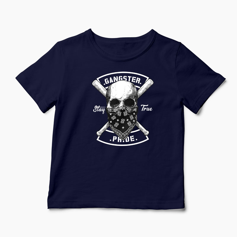 Tricou Craniu Gangster - Copii-Bleumarin