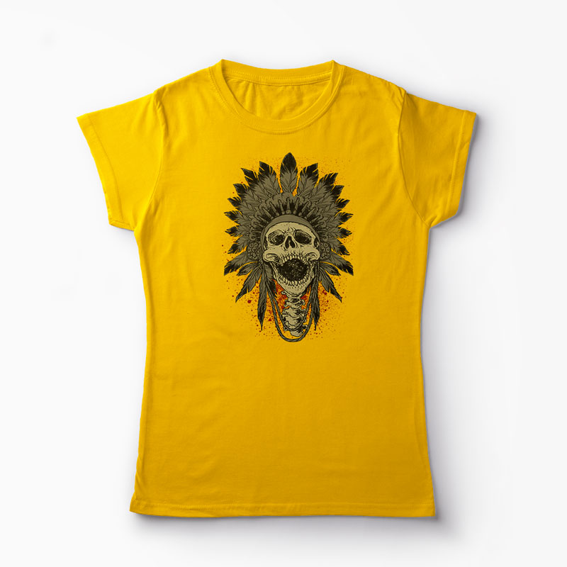 Tricou Craniu Indian - Femei-Galben