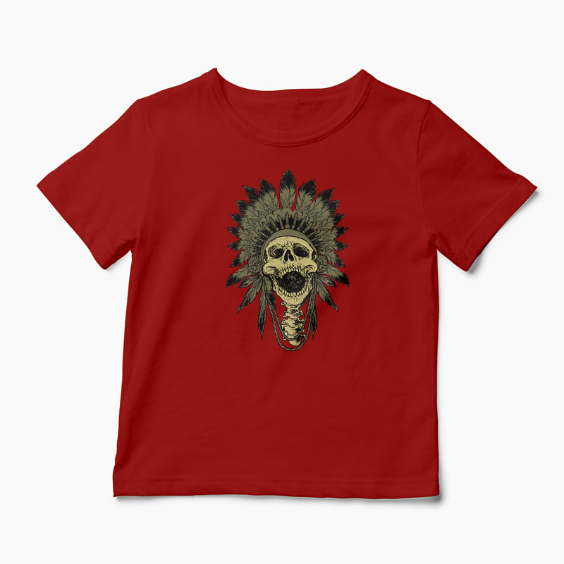 Tricou Craniu Indian - Copii-Roșu