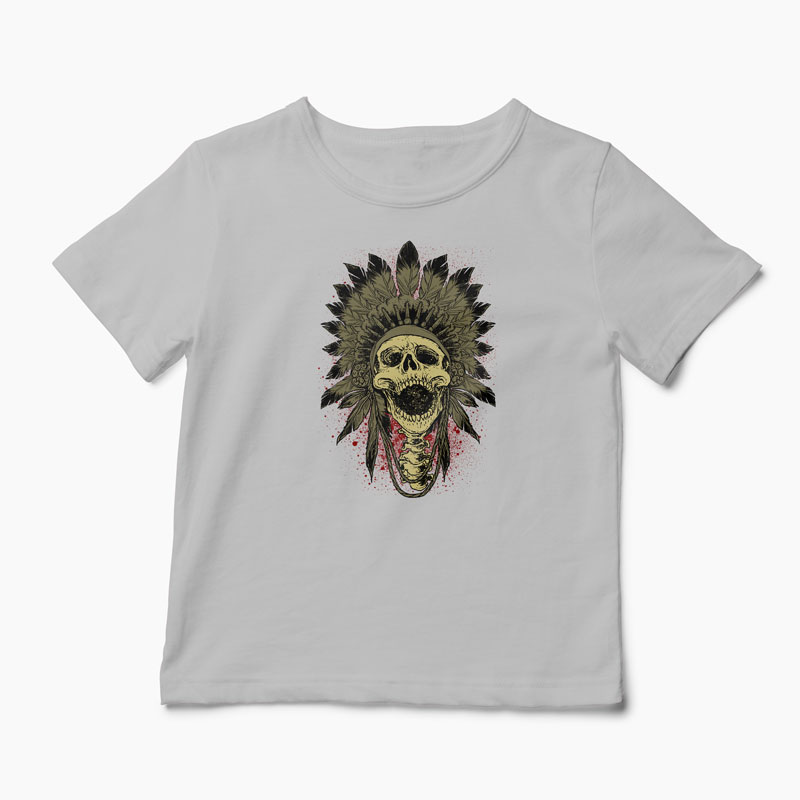 Tricou Craniu Indian - Copii-Gri