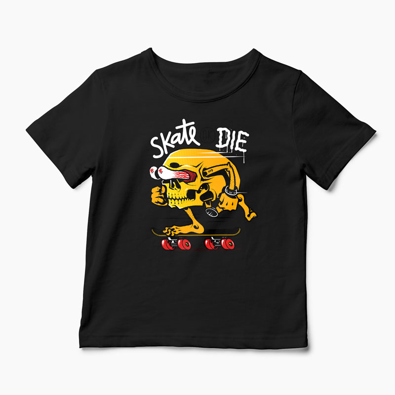 Tricou Craniu Skate or Die - Copii-Negru