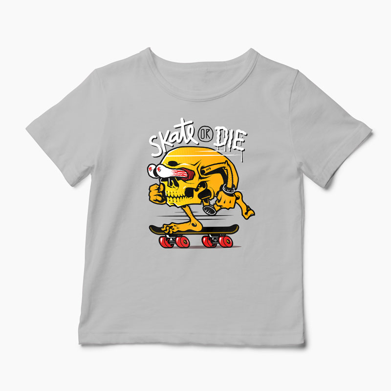 Tricou Craniu Skate or Die - Copii-Gri