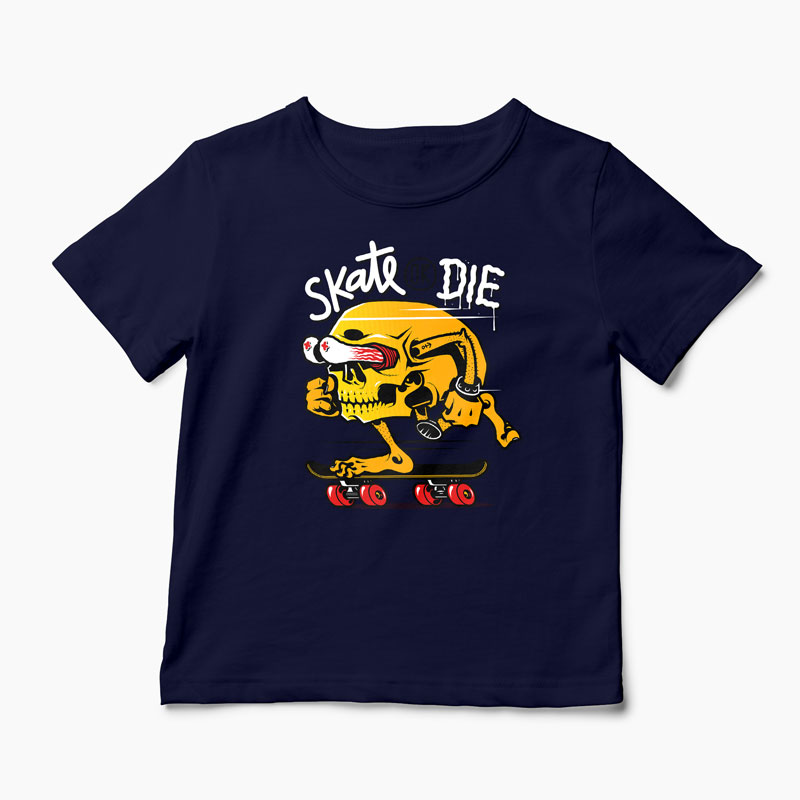 Tricou Craniu Skate or Die - Copii-Bleumarin