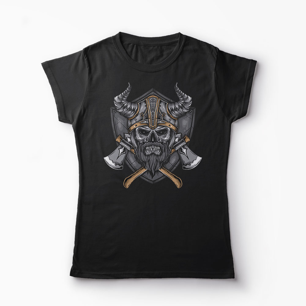 Tricou Craniu Valhalla  - Femei-Negru