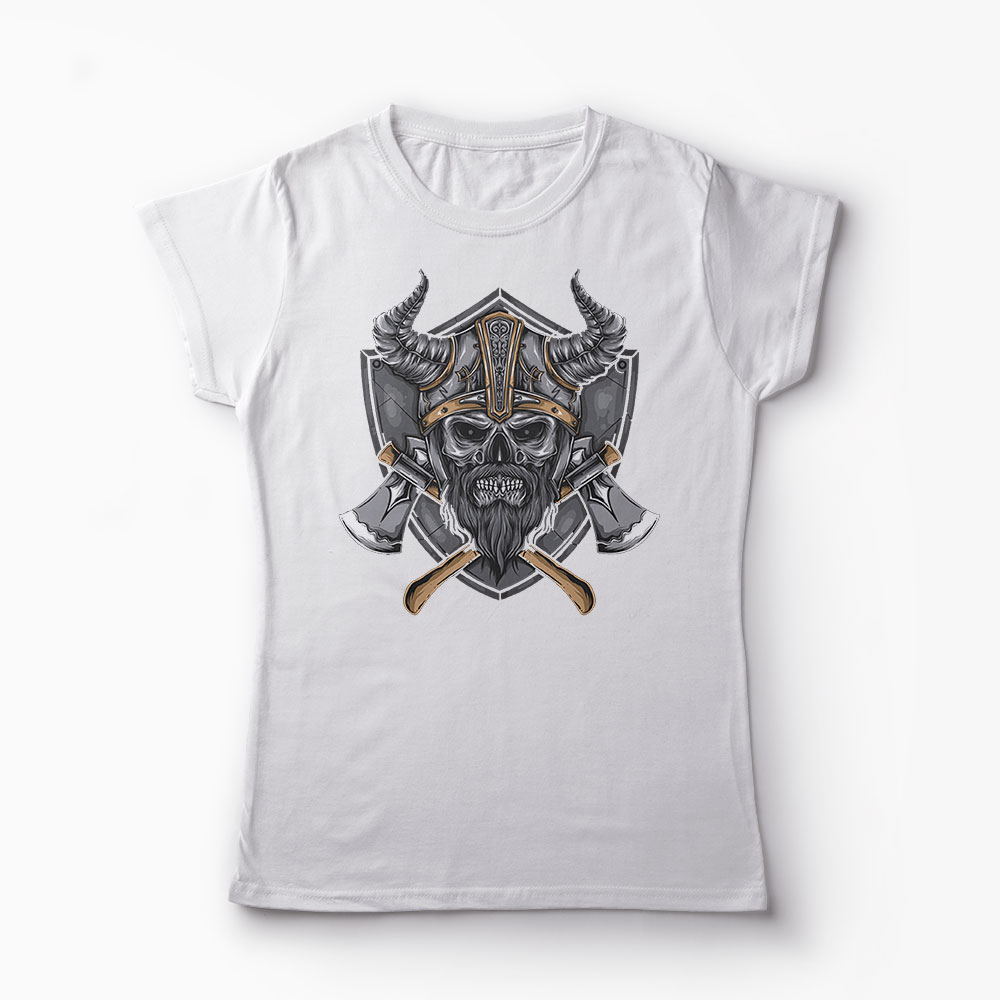 Tricou Craniu Valhalla  - Femei-Alb