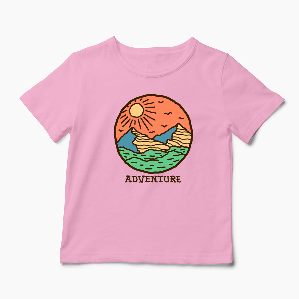 Tricou Drumeție Munți Aventură - Copii-Roz