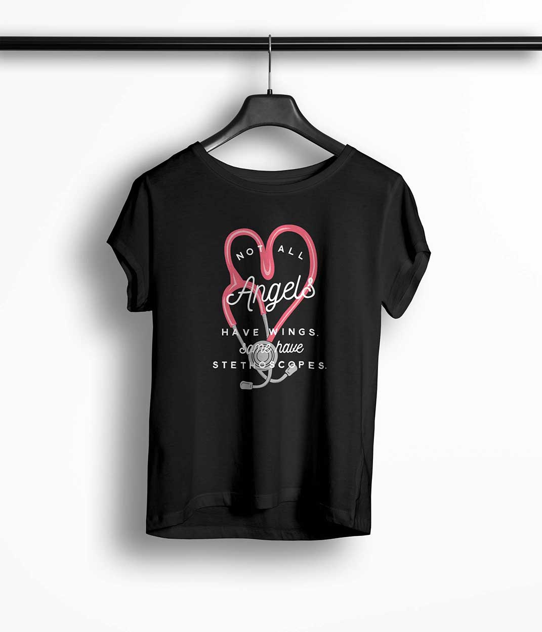 Tricou Femei Personalizat Not All Angels Have Wings Some Have Stethoscopes - Femei-Negru