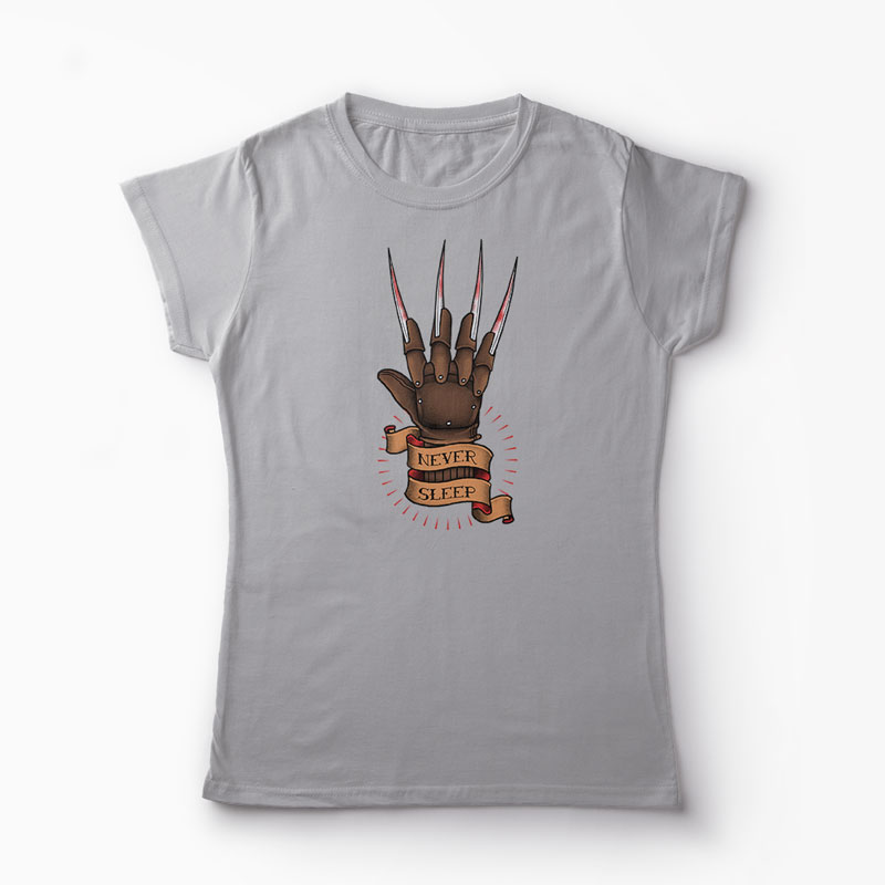 Tricou Freddy Krueger Never Sleep - Femei-Gri