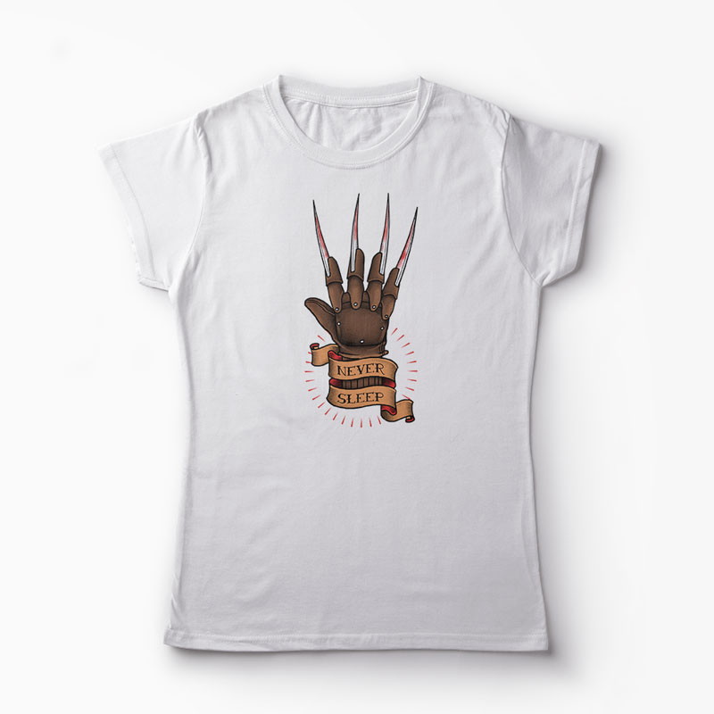 Tricou Freddy Krueger Never Sleep - Femei-Alb