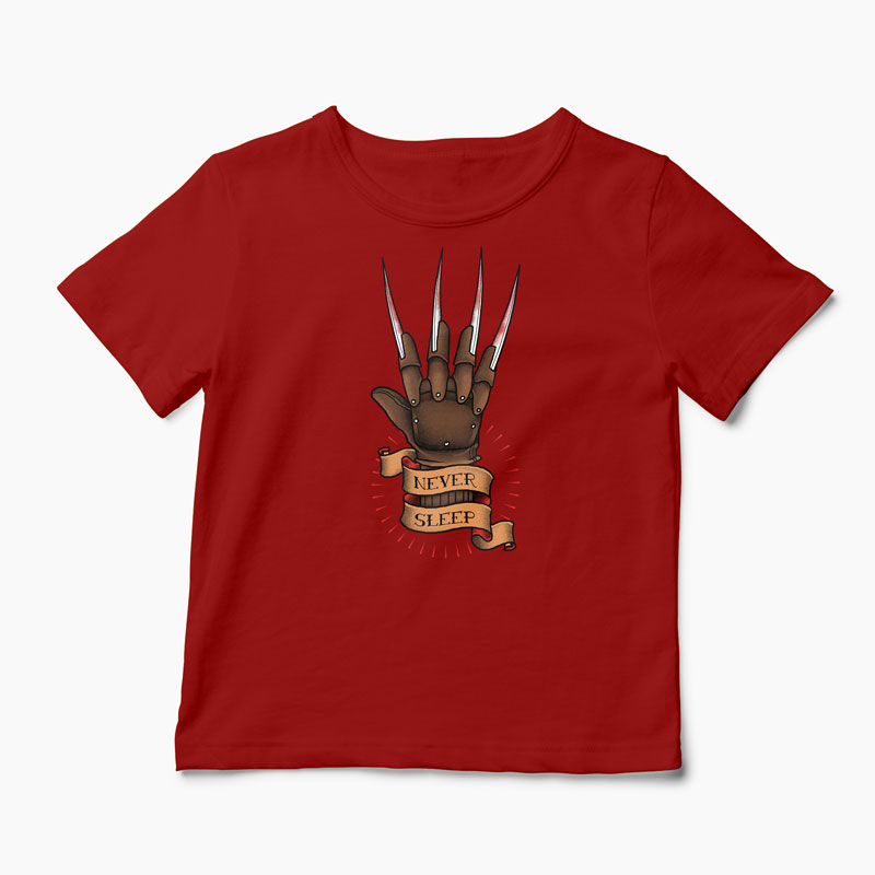 Tricou Freddy Krueger Never Sleep - Copii-Roșu