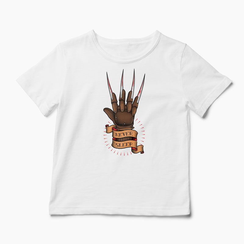 Tricou Freddy Krueger Never Sleep - Copii-Alb