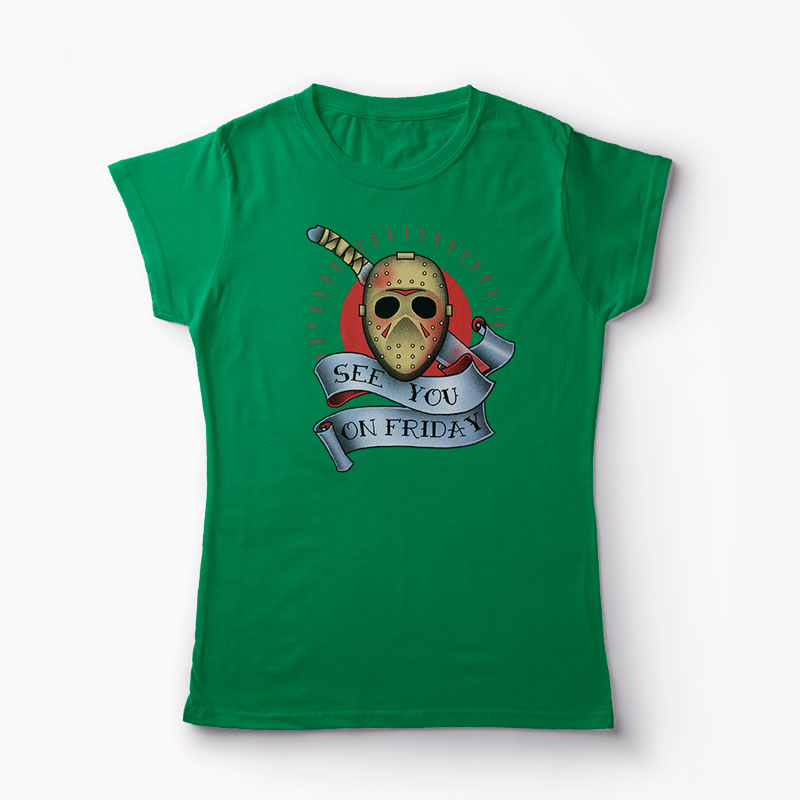 Tricou Jason See You On Friday 13 - Femei-Verde