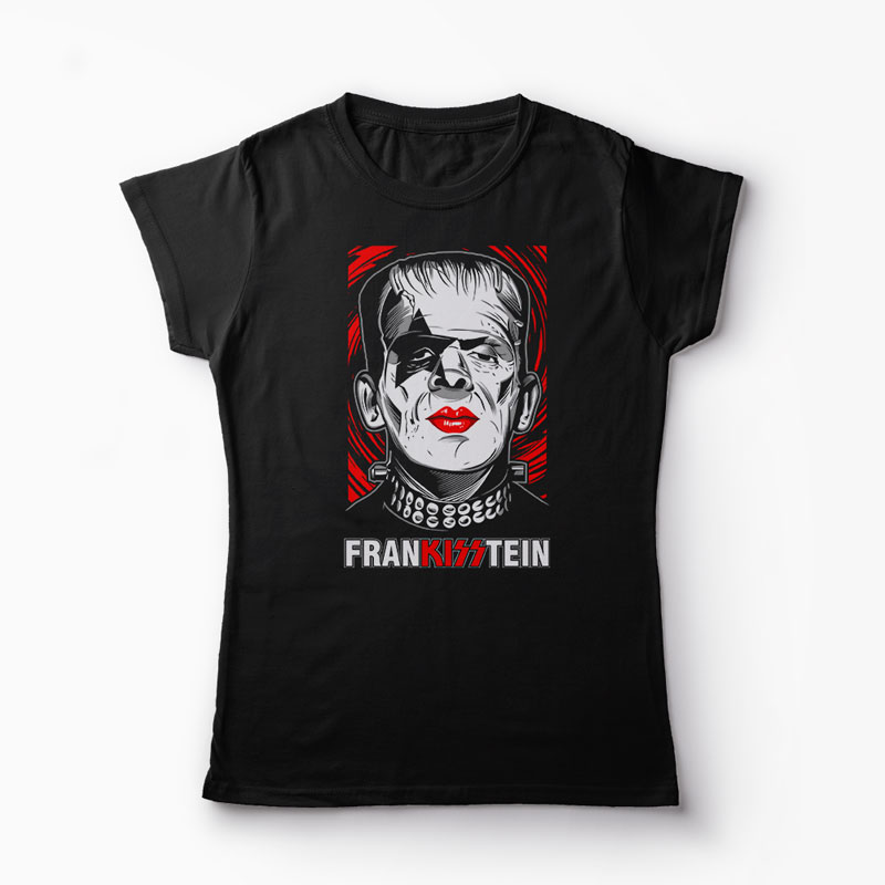 Tricou Kiss FranKISStein - Femei-Negru