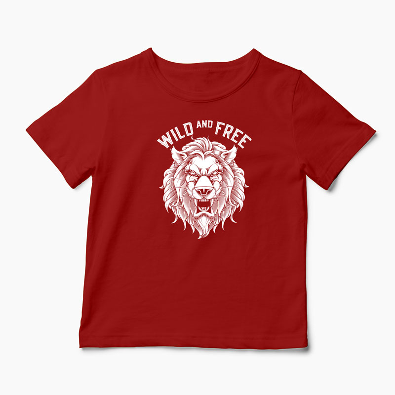 Tricou Leu Wild and Free - Copii-Roșu