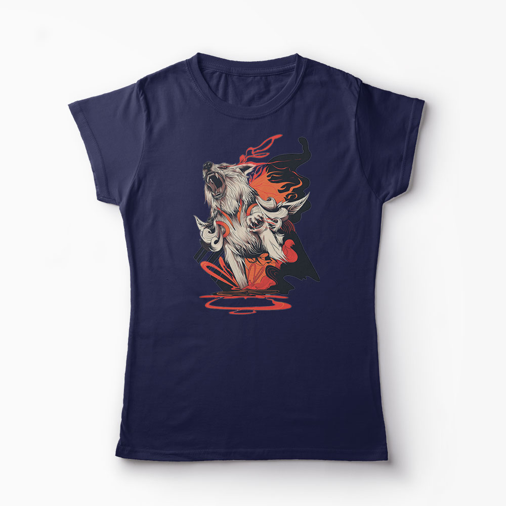 Tricou Lup Dark Okami - Femei-Bleumarin