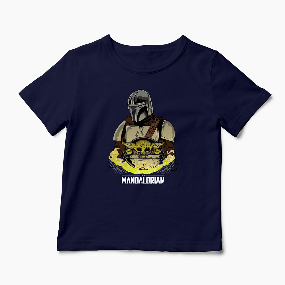 Tricou Mandalorian si Baby Yoda - Copii-Bleumarin