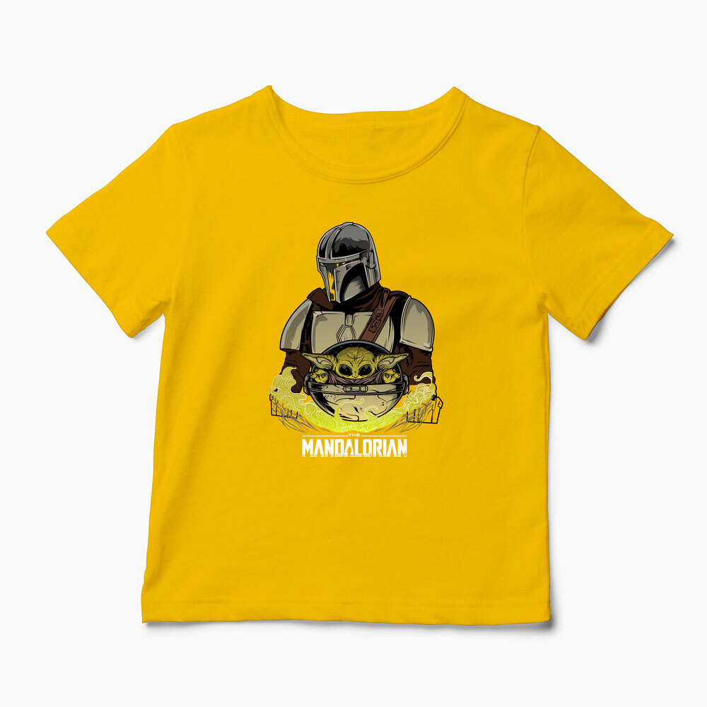 Tricou Mandalorian si Baby Yoda - Copii-Galben