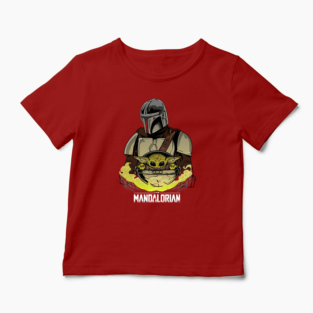 Tricou Mandalorian si Baby Yoda - Copii-Roșu