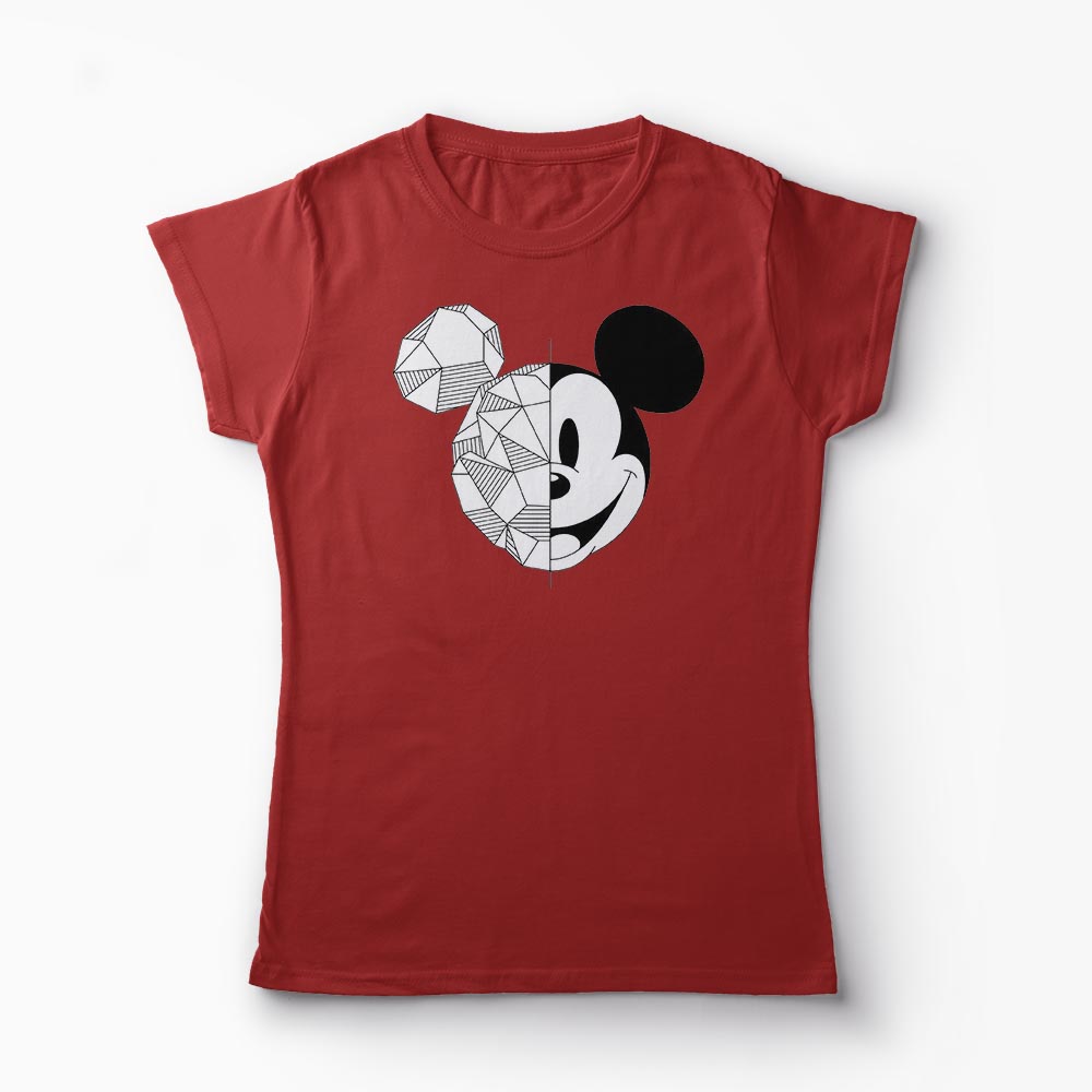 Tricou Mickey Mouse Head - Femei-Roșu