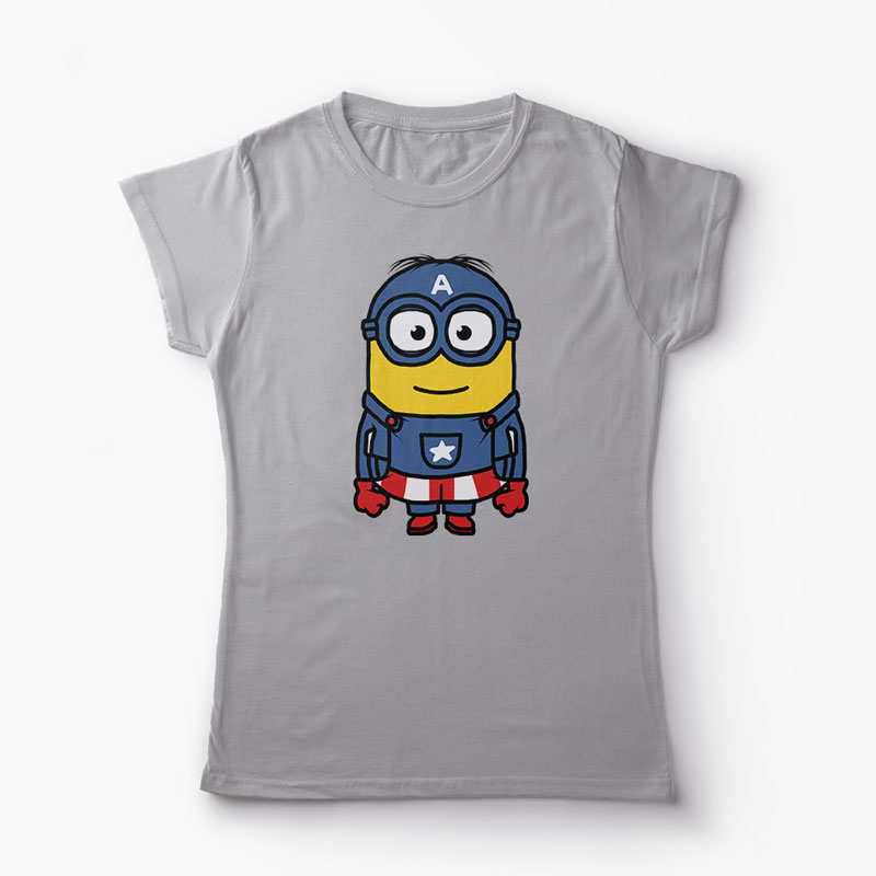 Tricou Minion Captain America - Femei-Gri