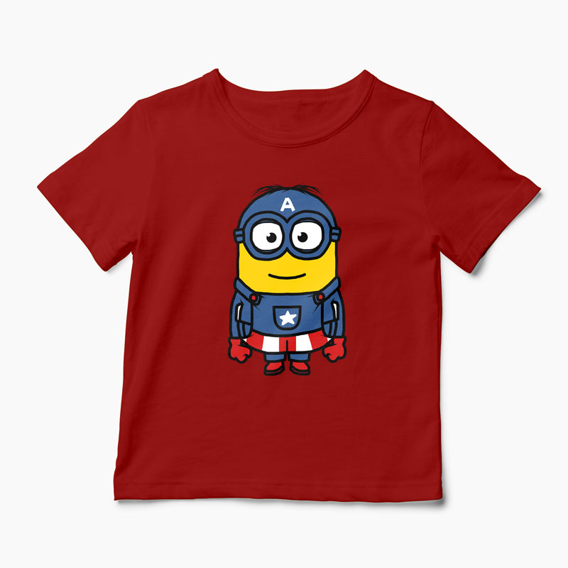 Tricou Minion Captain America - Copii-Roșu