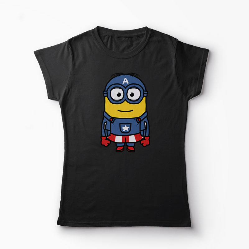 Tricou Minion Captain America - Femei-Negru