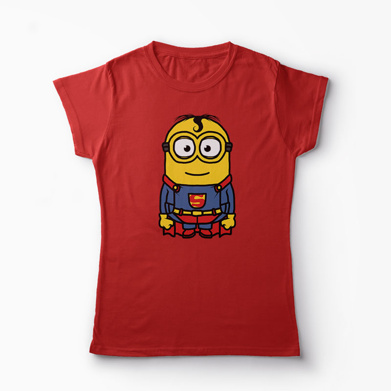 Tricou Minion Superman - Femei-Roșu