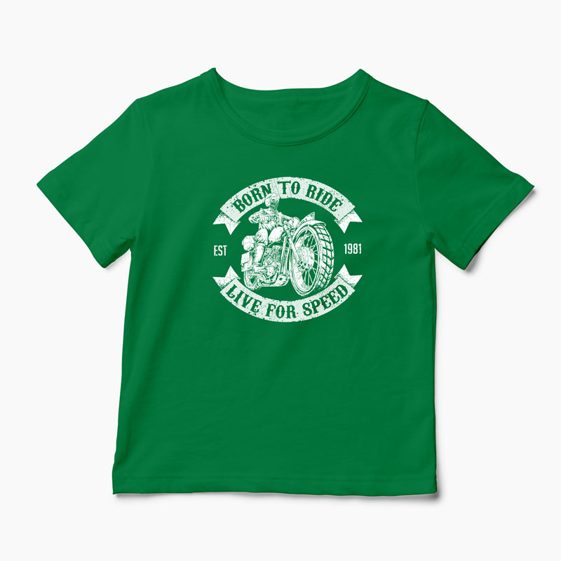 Tricou Motociclist Born To Ride - Copii-Verde