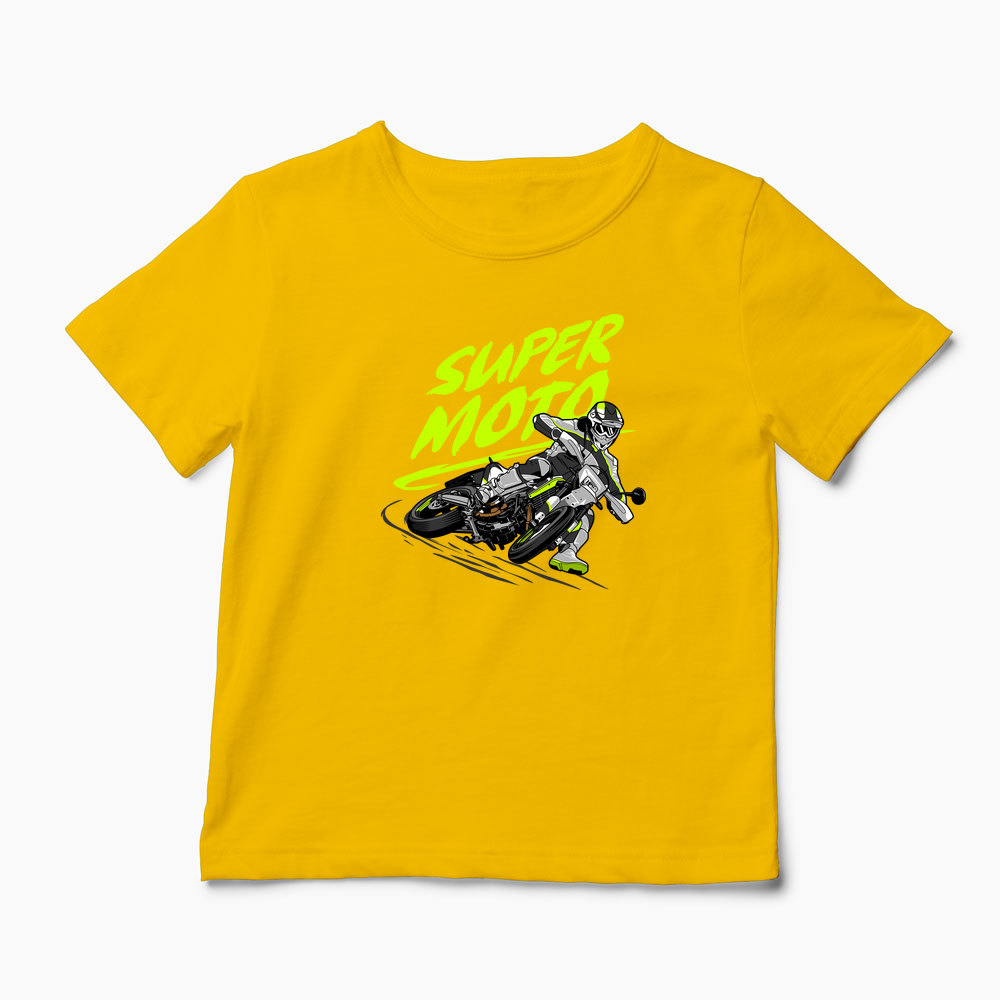 Tricou Motociclist Super Moto - Copii-Galben