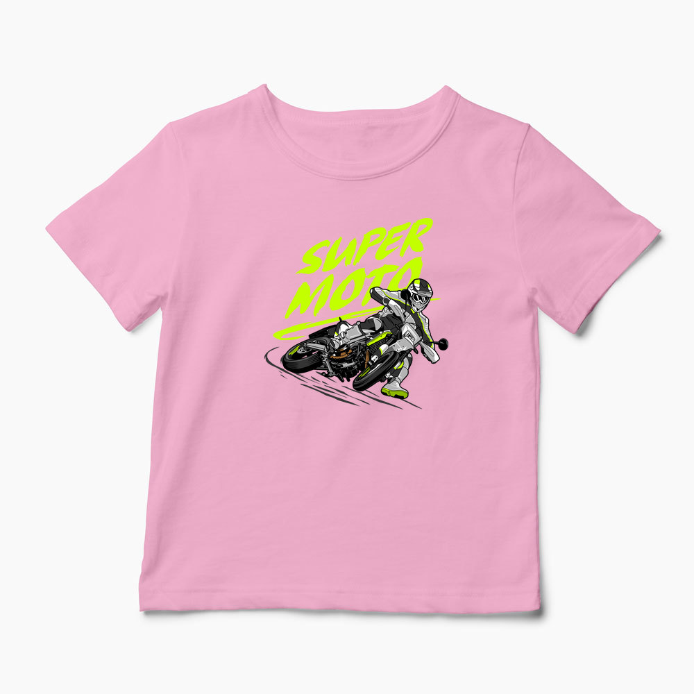 Tricou Motociclist Super Moto - Copii-Roz