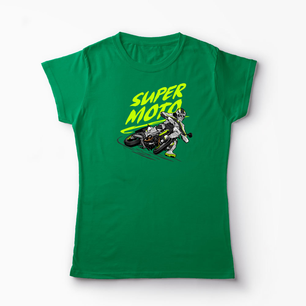 Tricou Motociclist Super Moto - Femei-Verde