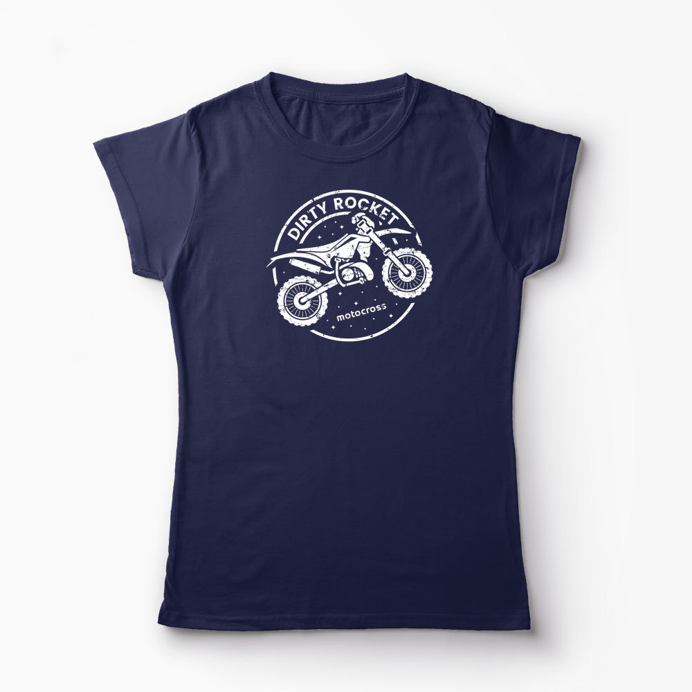 Tricou Motocross Rachetă Murdară - Femei-Bleumarin