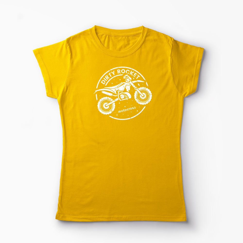 Tricou Motocross Rachetă Murdară - Femei-Galben