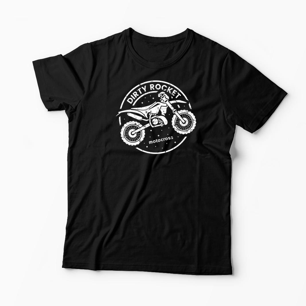 Tricou Motocross Rachetă Murdară - Bărbați-Negru