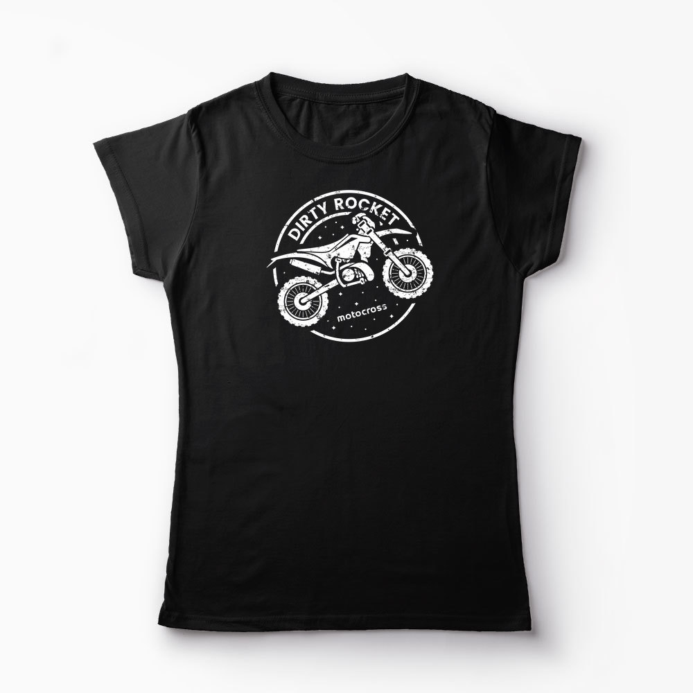 Tricou Motocross Rachetă Murdară - Femei-Negru