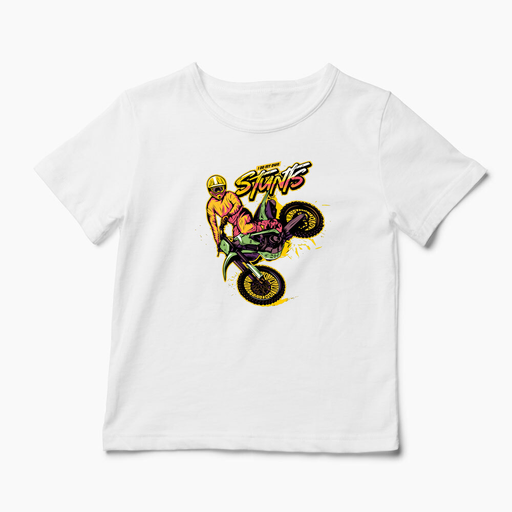 Tricou Personalizat Motocross Stunts - Cascadorii - Copii-Alb