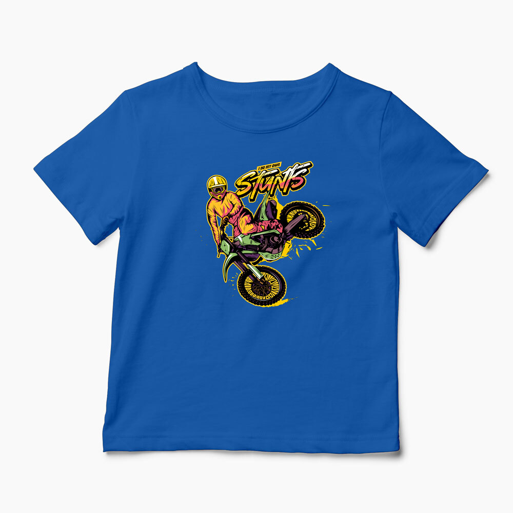 Tricou Personalizat Motocross Stunts - Cascadorii - Copii-Albastru Regal