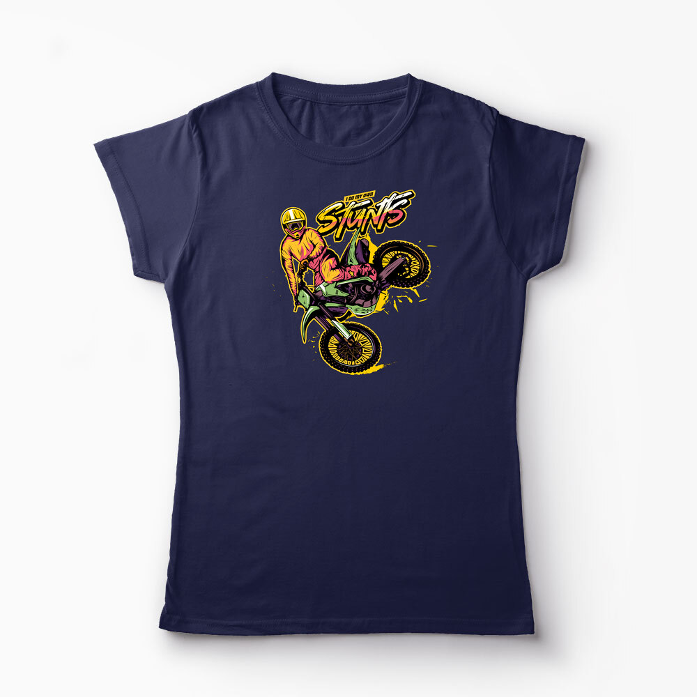 Tricou Personalizat Motocross Stunts - Cascadorii - Femei-Bleumarin