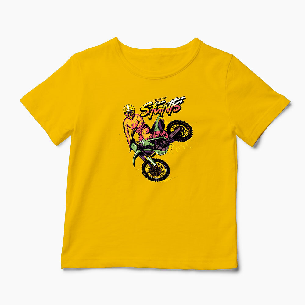 Tricou Personalizat Motocross Stunts - Cascadorii - Copii-Galben