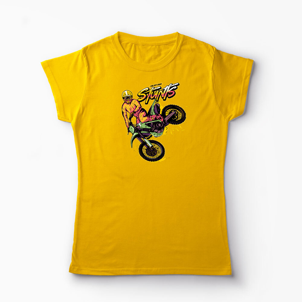 Tricou Personalizat Motocross Stunts - Cascadorii - Femei-Galben