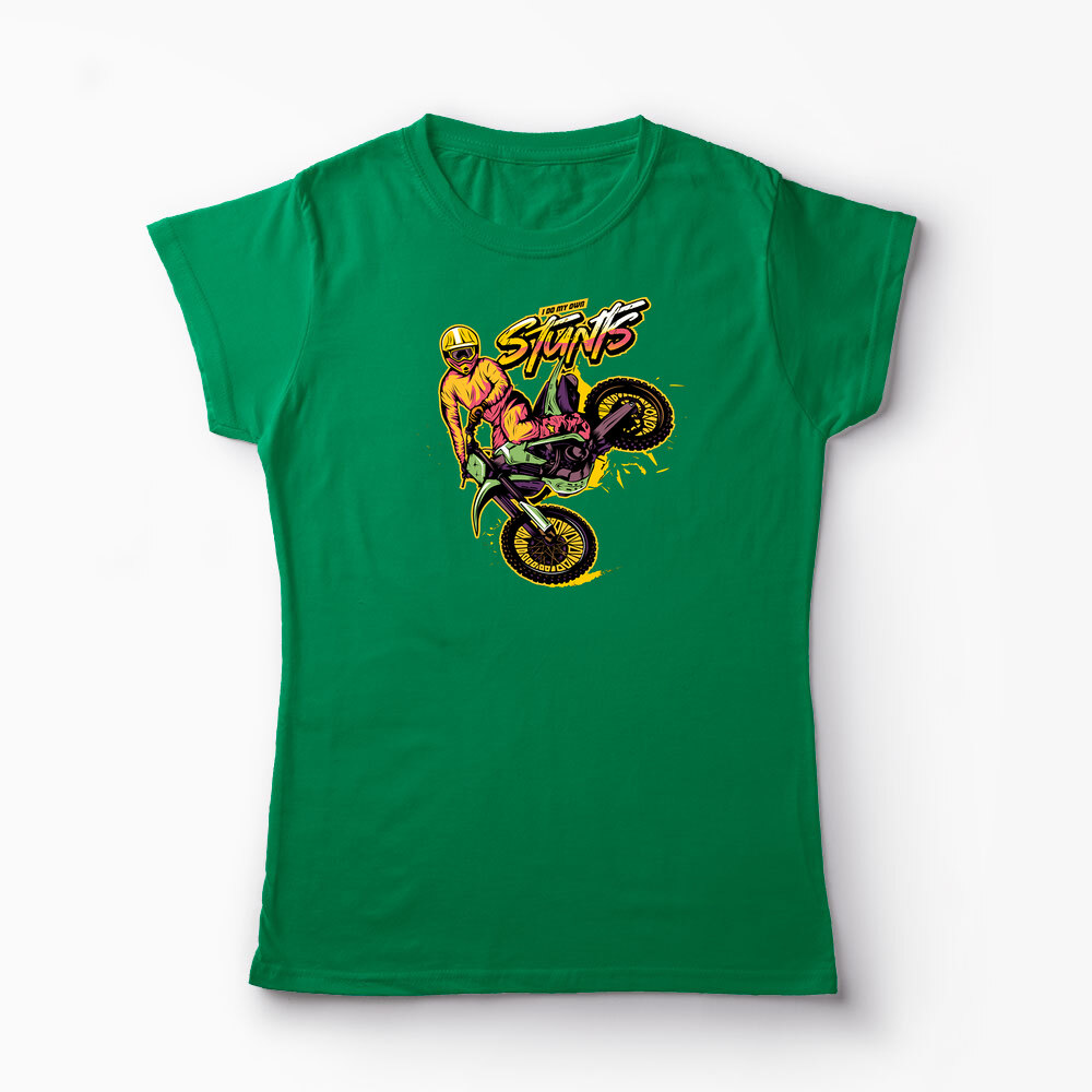 Tricou Personalizat Motocross Stunts - Cascadorii - Femei-Verde